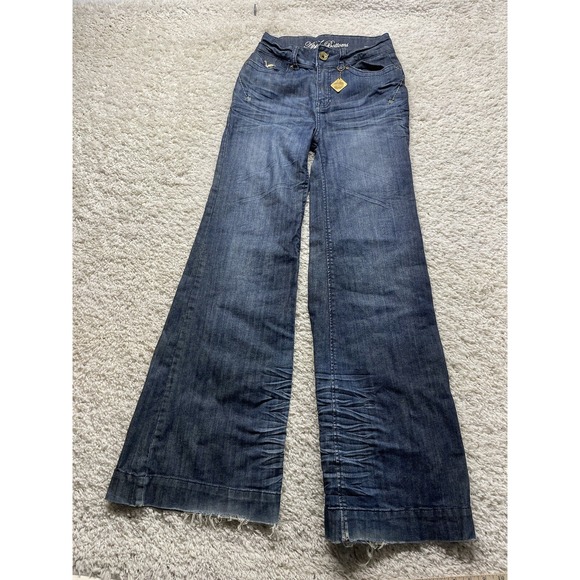 Vtg Apple Bottoms Womens 5/6 Flared Leg Dark Wash Denim Jeans Y2K - Picture 1 of 15
